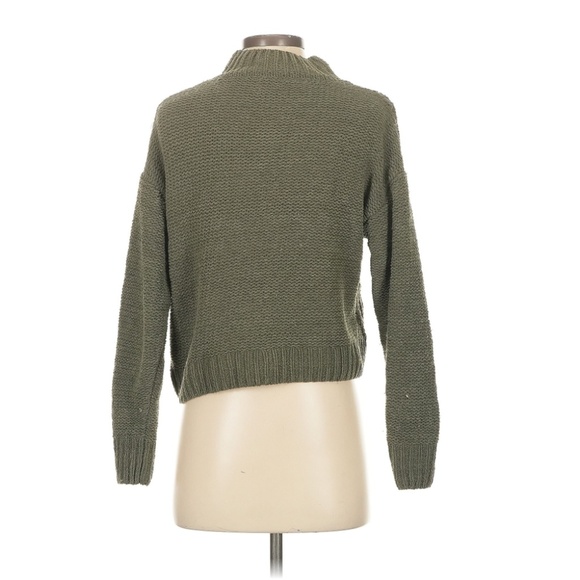 Green Beige ColorBlock Knit Sweater Mock Neck XS - Picture 2 of 6